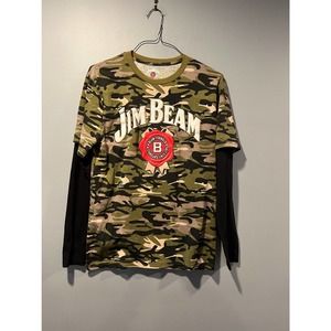 Jim Bean Men Size M Medium Camouflaged Long Sleeve